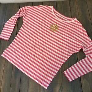Lilly Pulitzer Pink Stripe Gold Shell Long Length Sleeve - Size Small (F9)